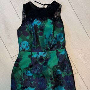Leifsdottir Anthropologie Formal Lace-Top Satin Dress